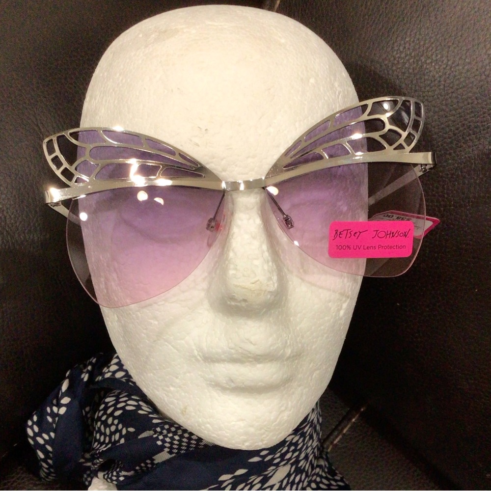 Betsey Johnson Pink/Silver Butterfly Sunglasses